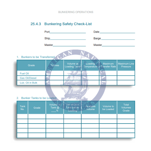 Bunkering Safety Check-List for the ISGOTT