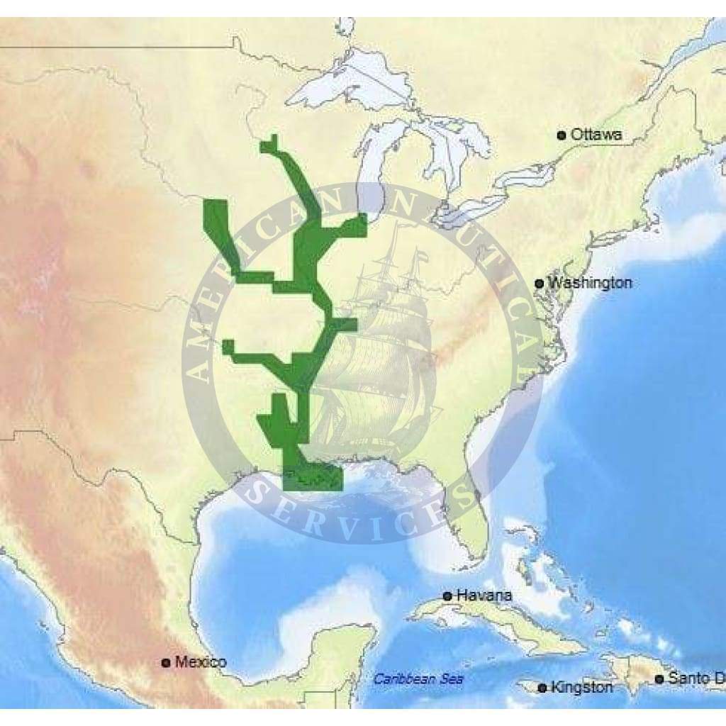 C-Map 4D Chart NA-D038: Us Rivers: Ms, Red, Ar,Ouachita,Il,Mo