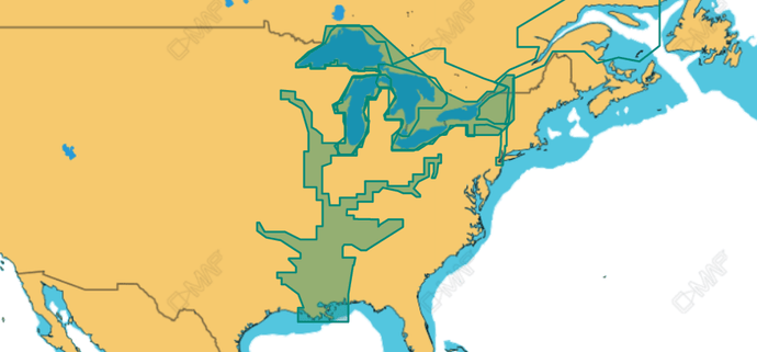 C-Map 4D Chart NA-D053: Great Lakes & Rivers Continental