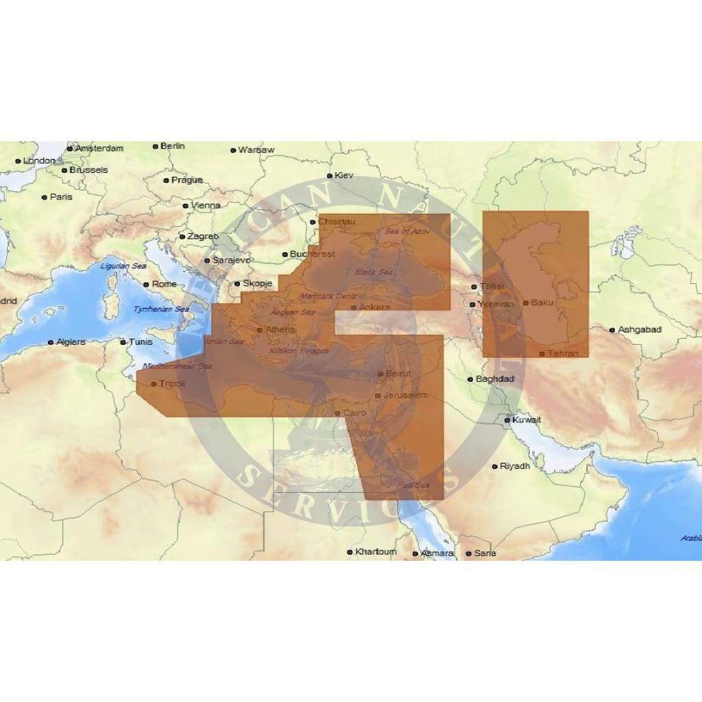 C-Map Max Chart EM-M111: East Mediterranean, Black Caspian Seas