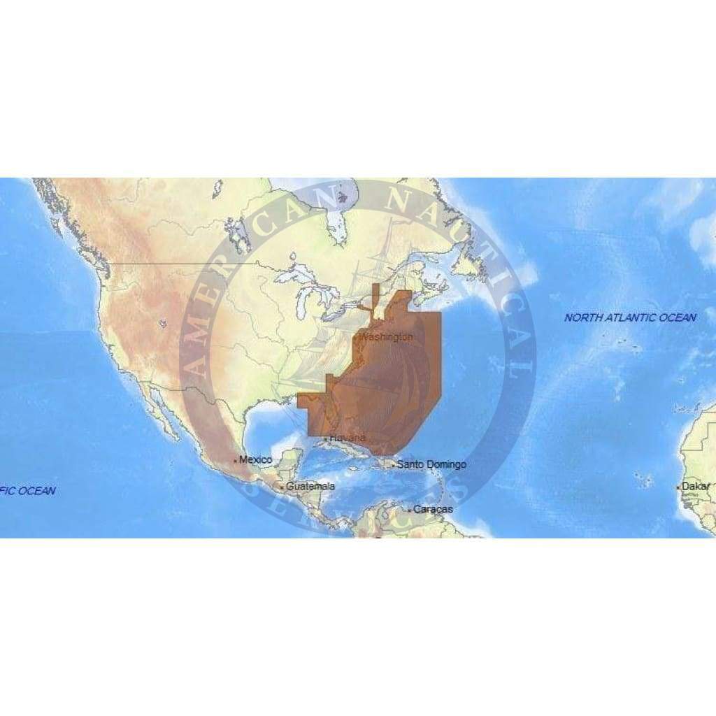 C-Map Max-N+ Chart NA-Y022: Usa East Coast And Bahamas