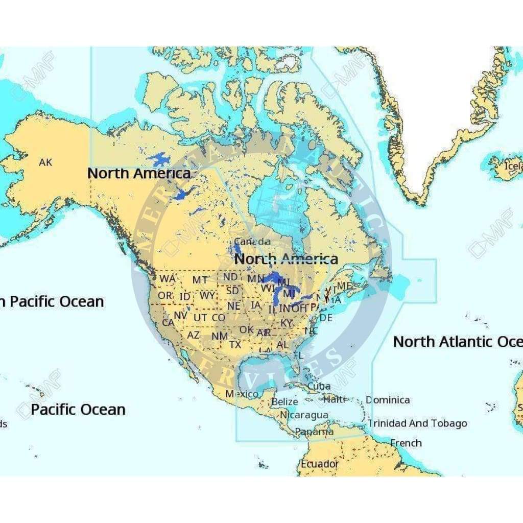 C-Map Max-N+ Chart NA-Y033: Atlantic Coast, Gulf of Mexico & Caribbean Continental