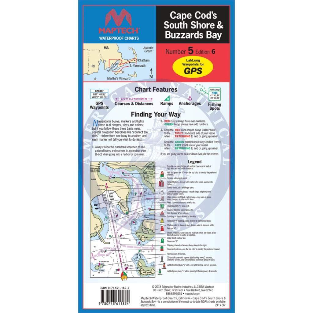 Cape Cod's South Shore & Buzzards Bay Waterproof Chart, 6th Edition