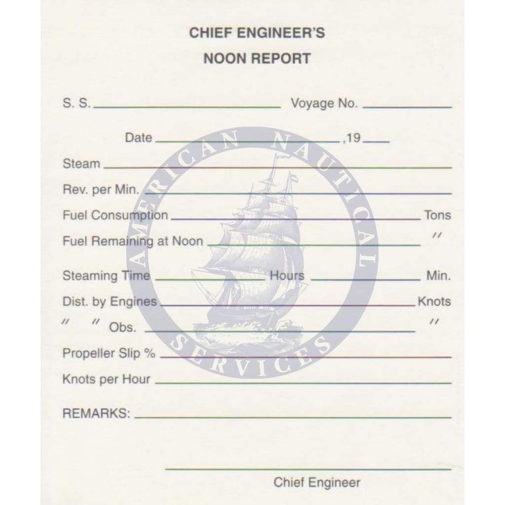 Chief Engineer's Noon Report