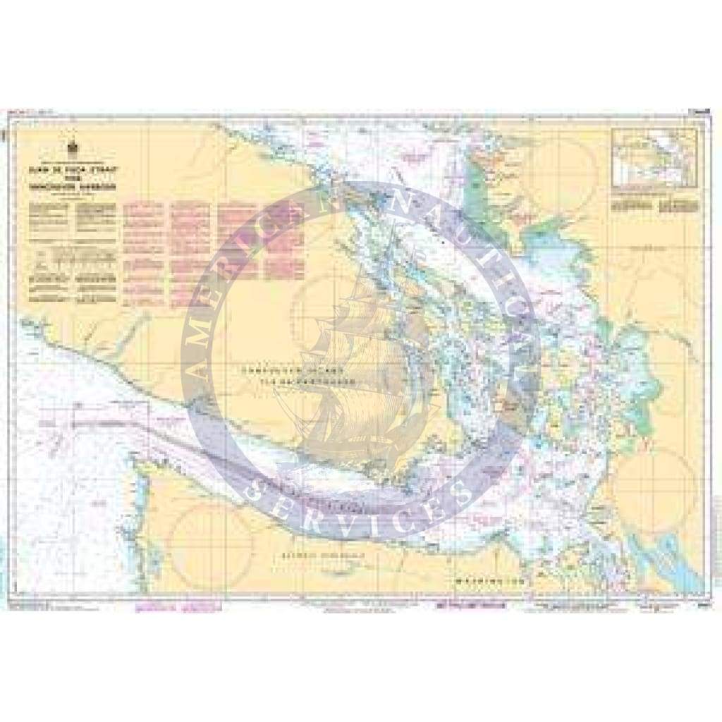 CHS Nautical Chart 3601: Juan de Fuca Strait to/à Vancouver Harbour
