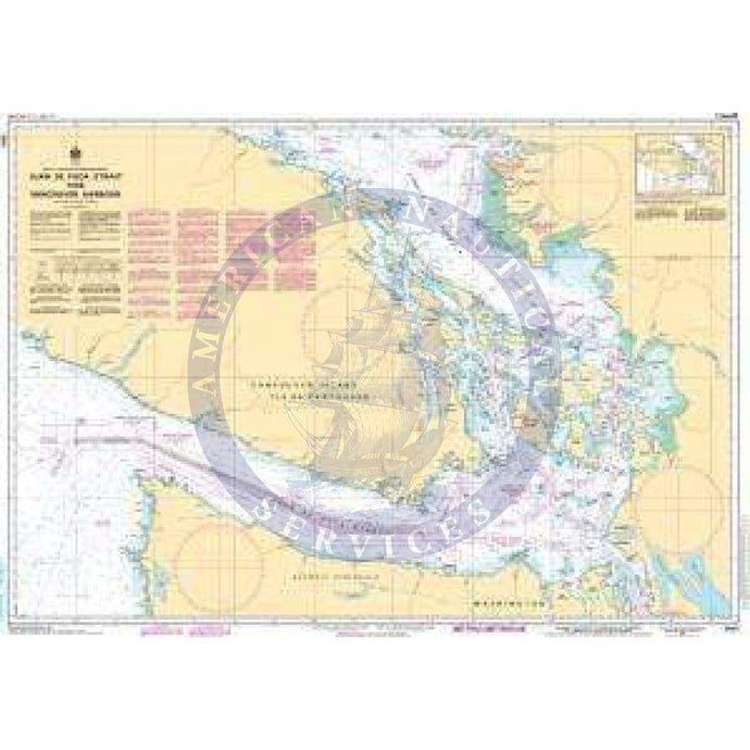 CHS Nautical Chart 3601: Juan de Fuca Strait to/à Vancouver Harbour