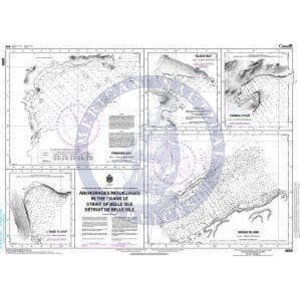CHS Nautical Chart 4668: Anchorages / Mouillages in the / dans le Strait of Belle Isle / Détroit de Belle Isle