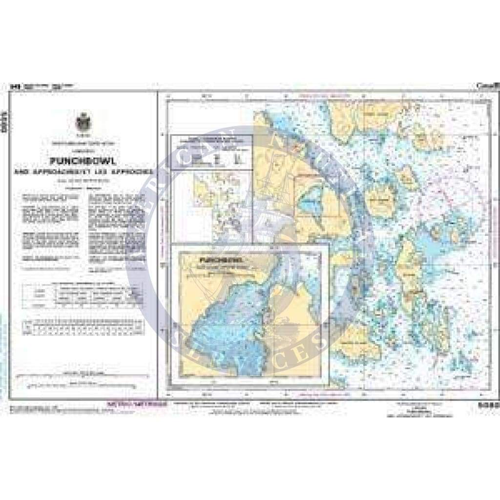 CHS Nautical Chart 5080: Punchbowl Inlet and Approaches/et les approches