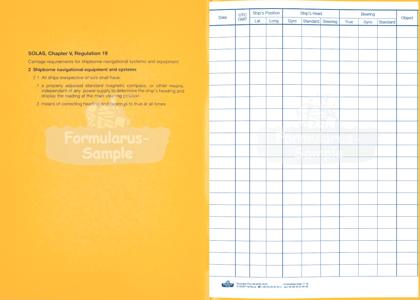 Compass Observation Order Compass Observation Book | SOLAS Regulation Content - Amnautical