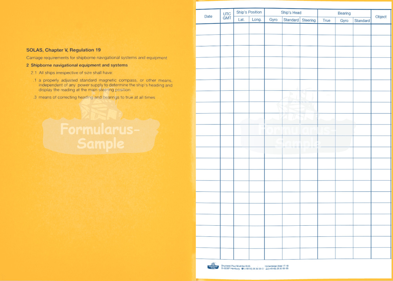 Compass Observation Book | SOLAS Regulation Content - Amnautical