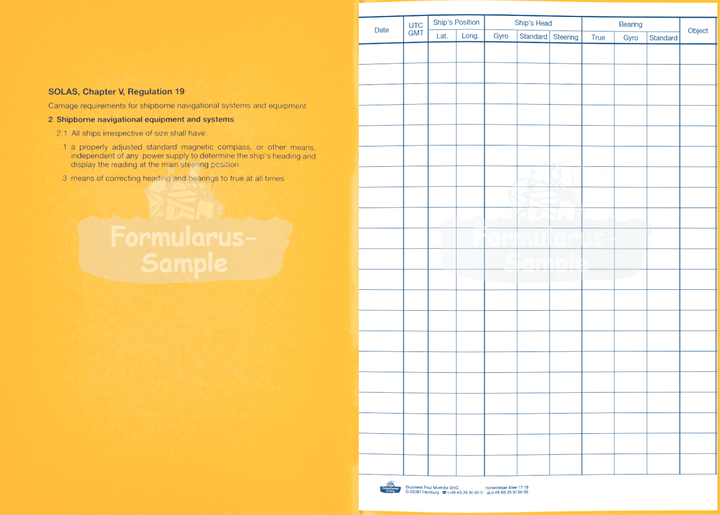 Compass Observation Book | SOLAS Regulation Content - Amnautical