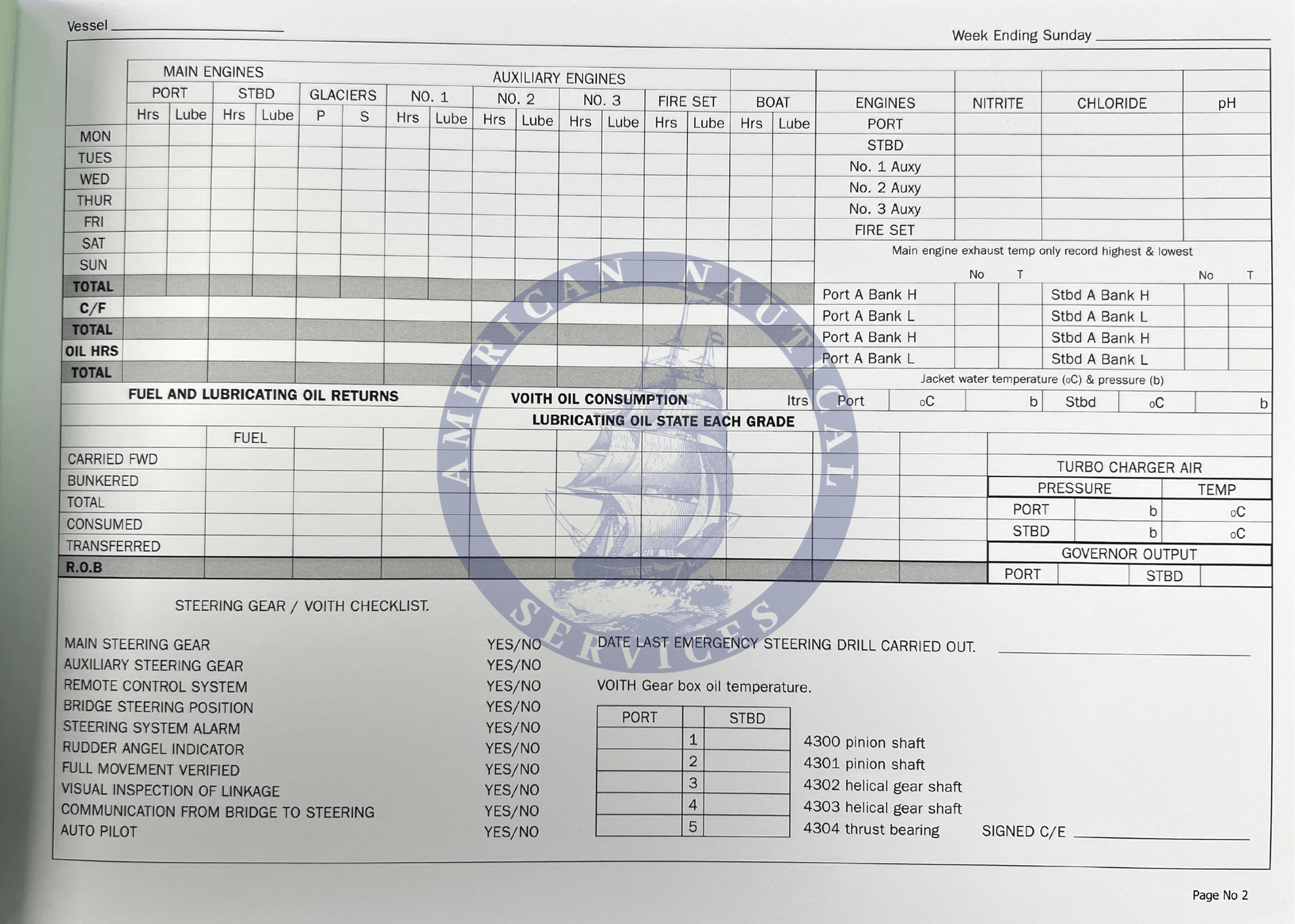 Bell Book Sample Maritime Engine Log Book - Amnautical