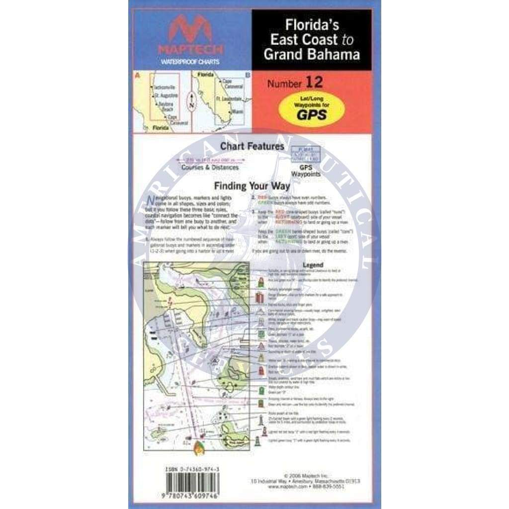 Florida's East Coast to Grand Bahama Waterproof Chart, 4th Edition