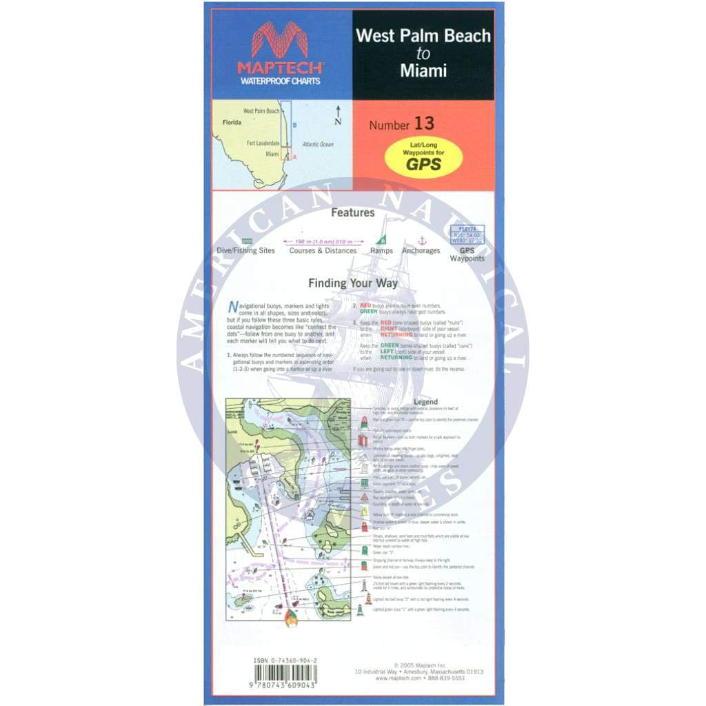 Florida: West Palm Beach to Miami Waterproof Chart, 3rd Edition