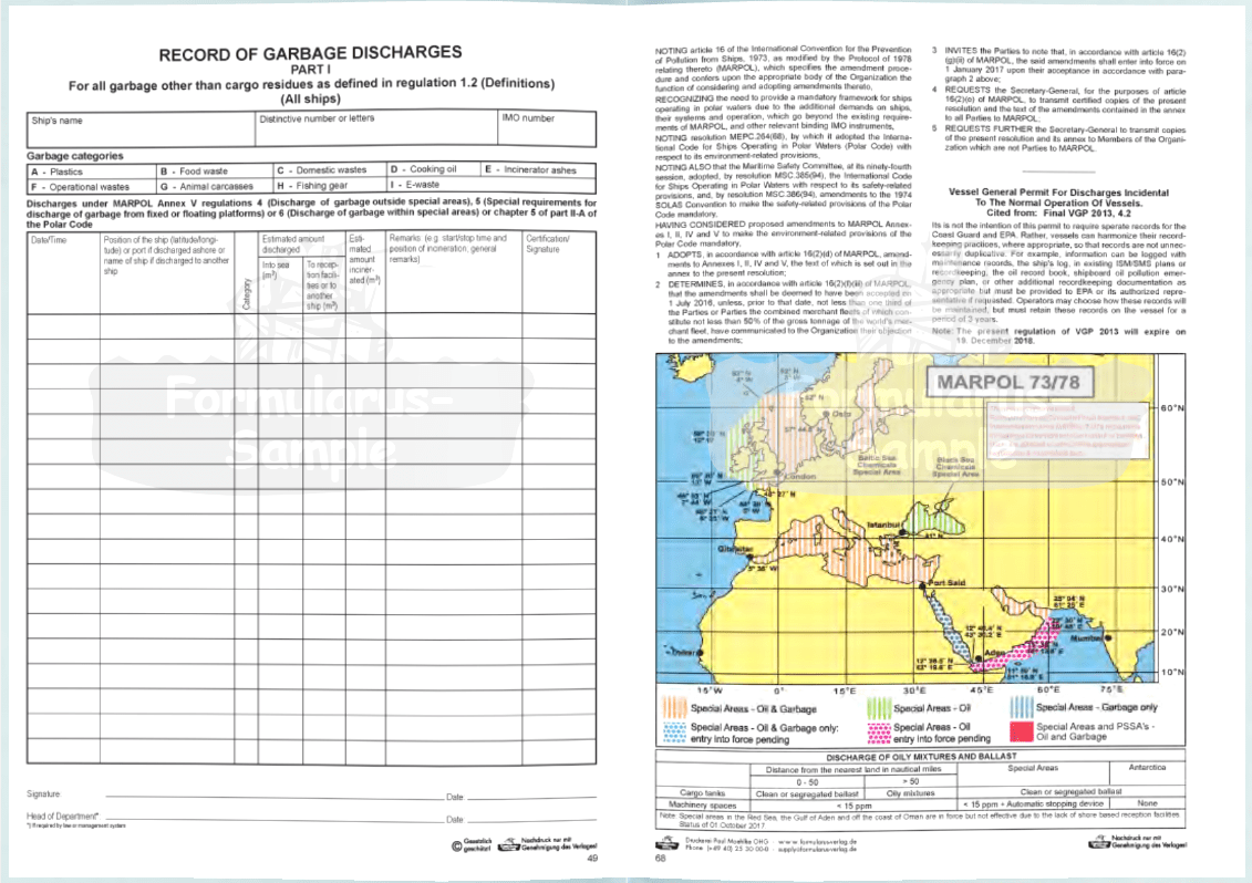 Garbage Record Book Part 1 & 2 (Ships that carry solid bulk cargoes)