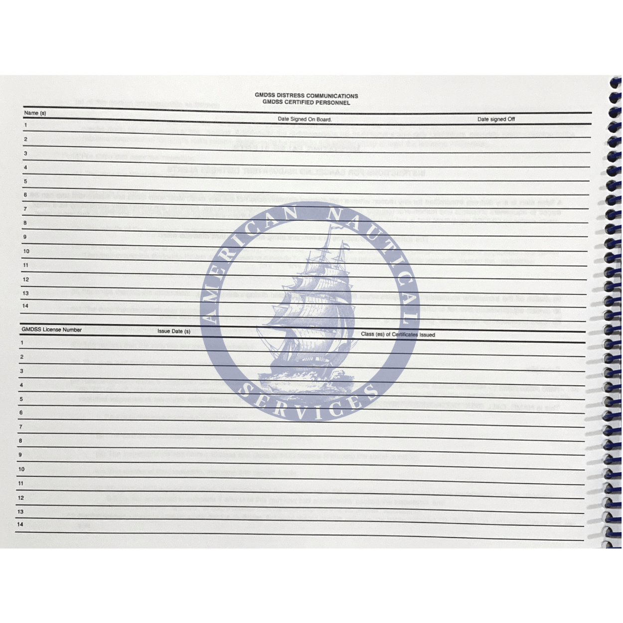 GMDSS Global Maritime Distress and Safety System Log Book (96 Days)