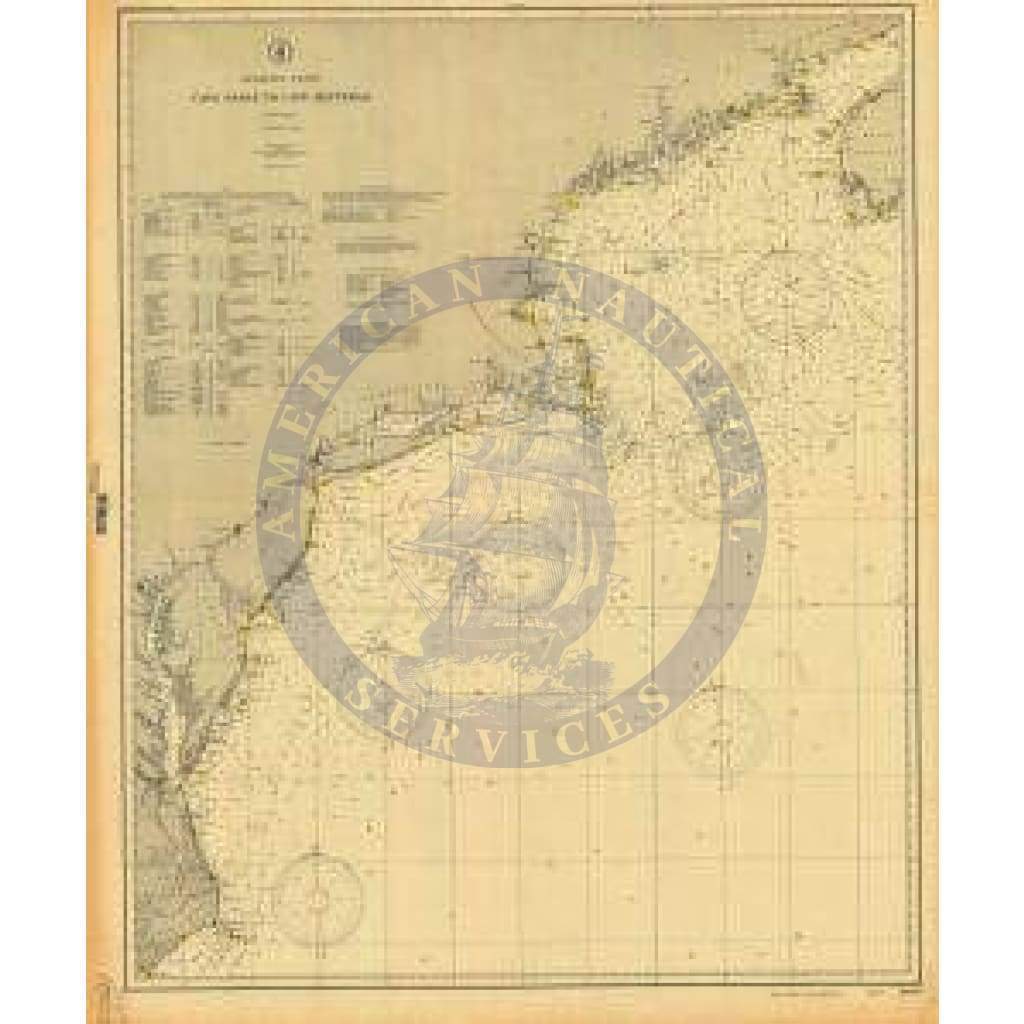 Historical Nautical Chart 1000-07-1906: NC, Cape Sable to Cape Hatteras Year 1906
