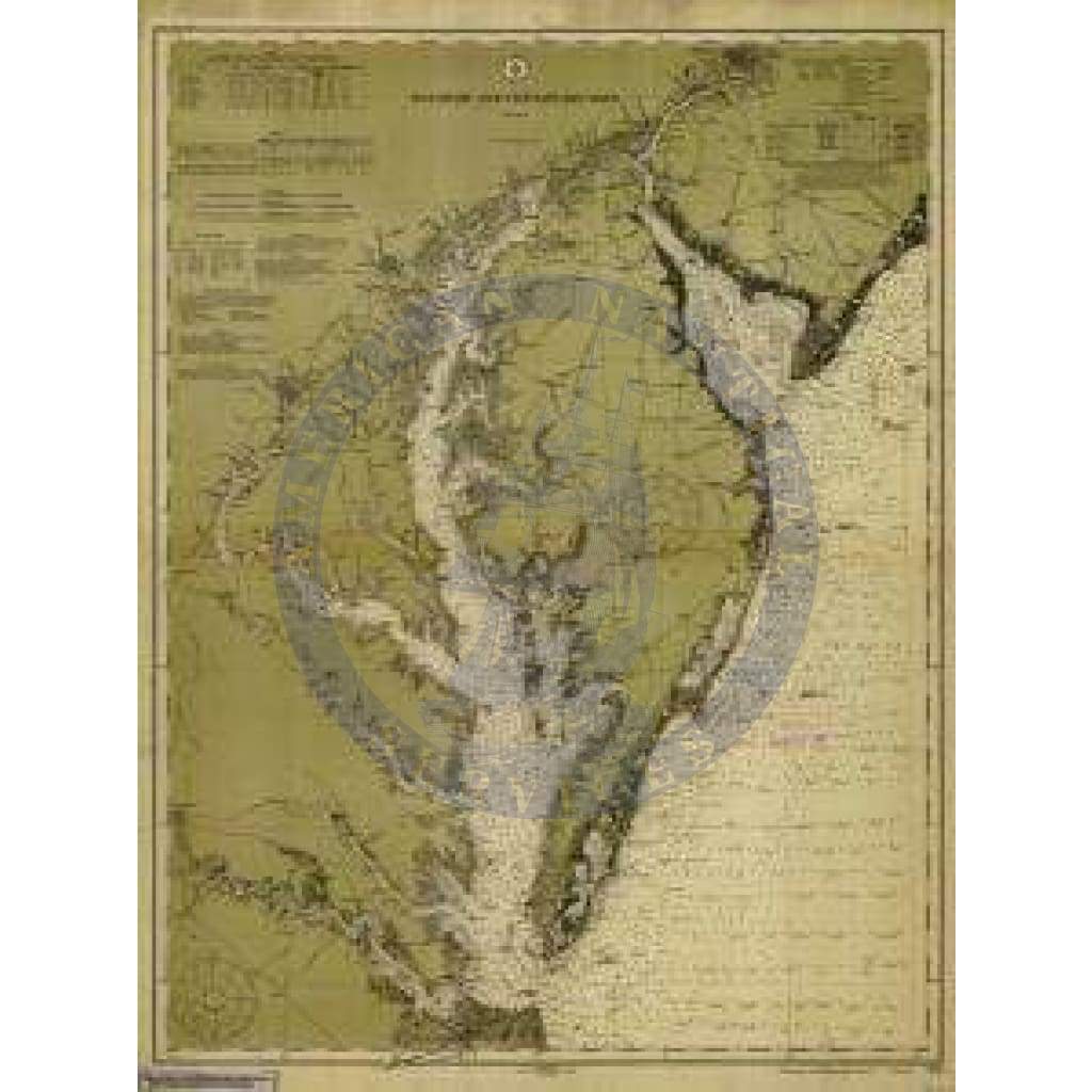 Historical Nautical Chart 376-11-1912: VA, Delaware and Chesapeake Bays Year 1912