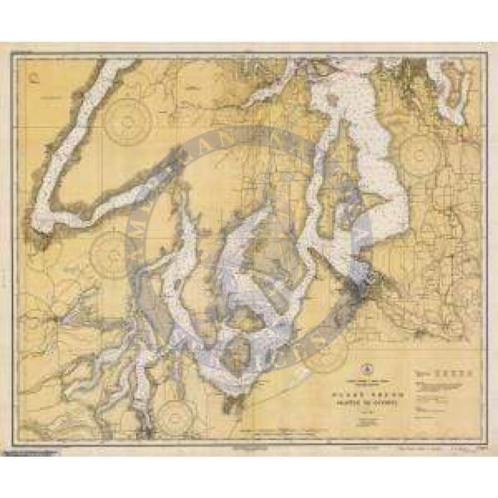 Historical Nautical Chart 6460-4-1934: WA, Seattle to Olympia Year 1934