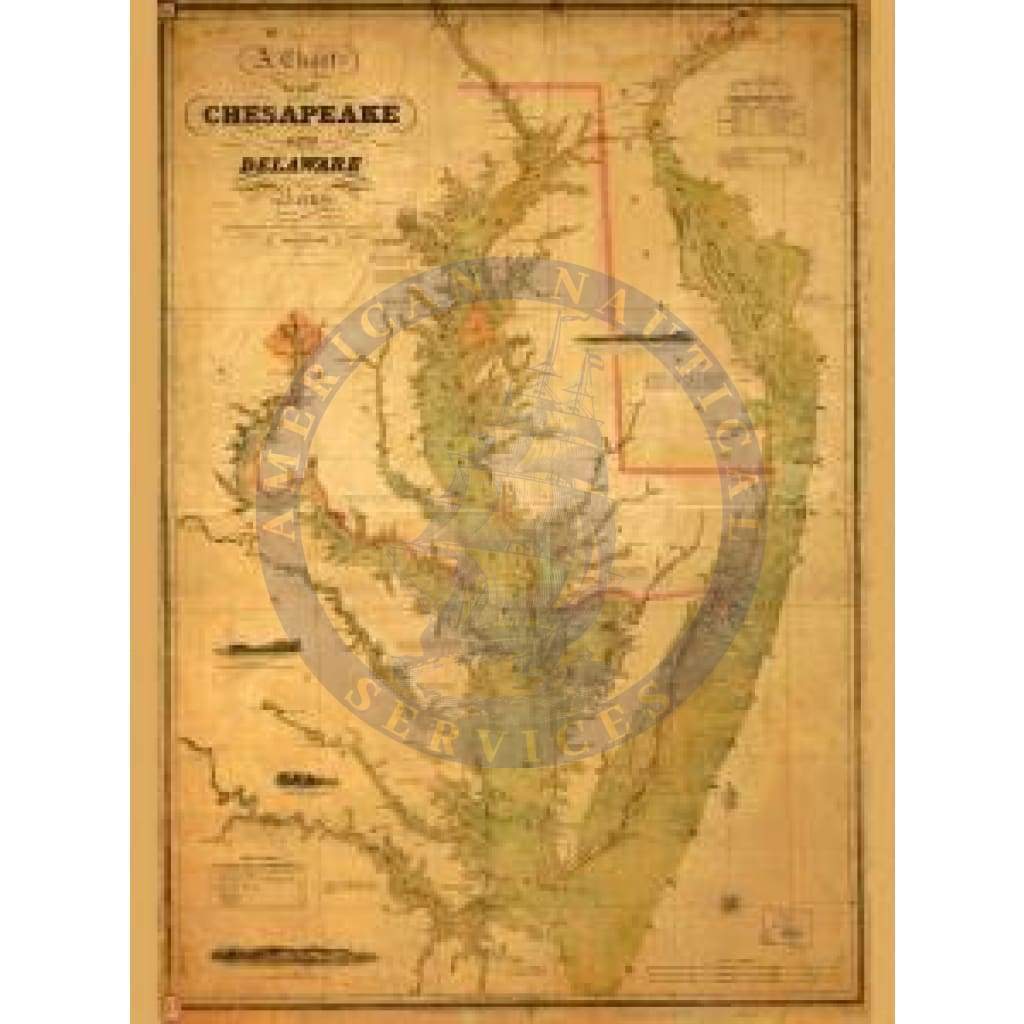 Historical Nautical Chart 858-00-1840: MD, Chesapeake and Delware Bays Year 1840