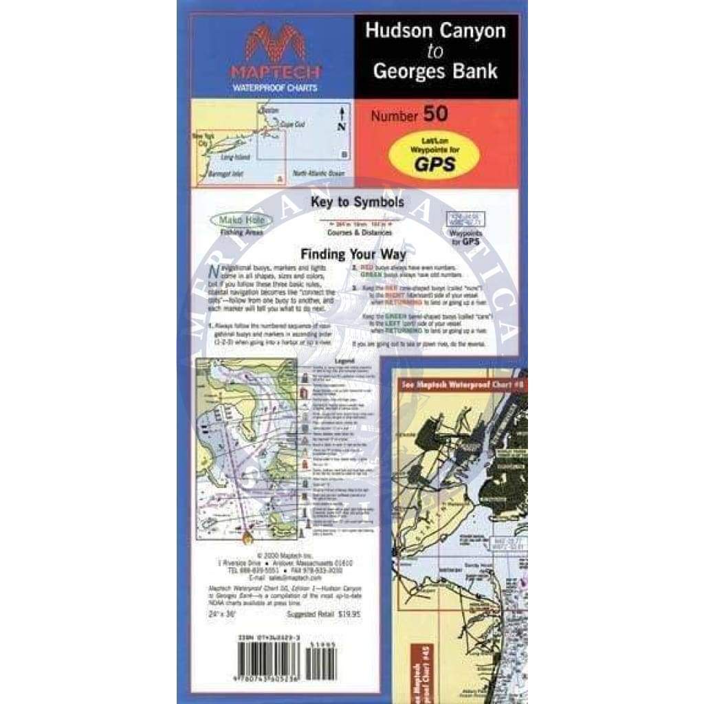 Hudson Canyon to Georges Bank Waterpoof Chart, 1st Edition
