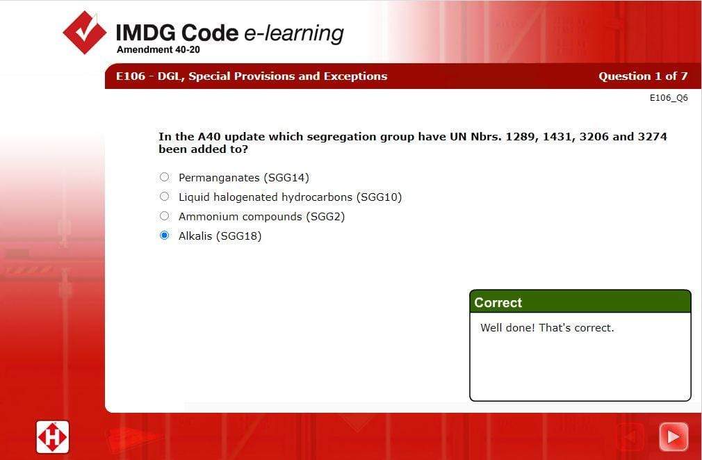 IMDG Code e-Learning: IMDG Code Advanced Course