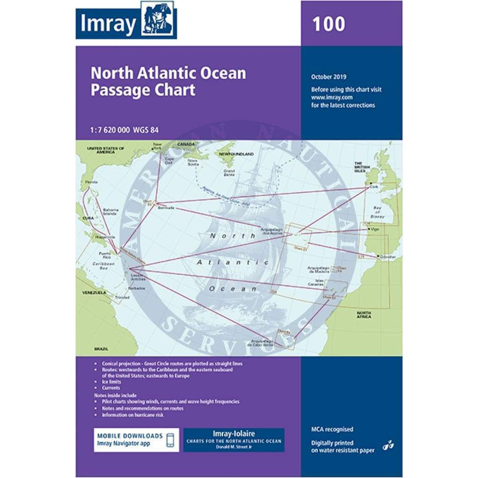 Imray Chart 100 North Atlantic Ocean Passage Amnautical