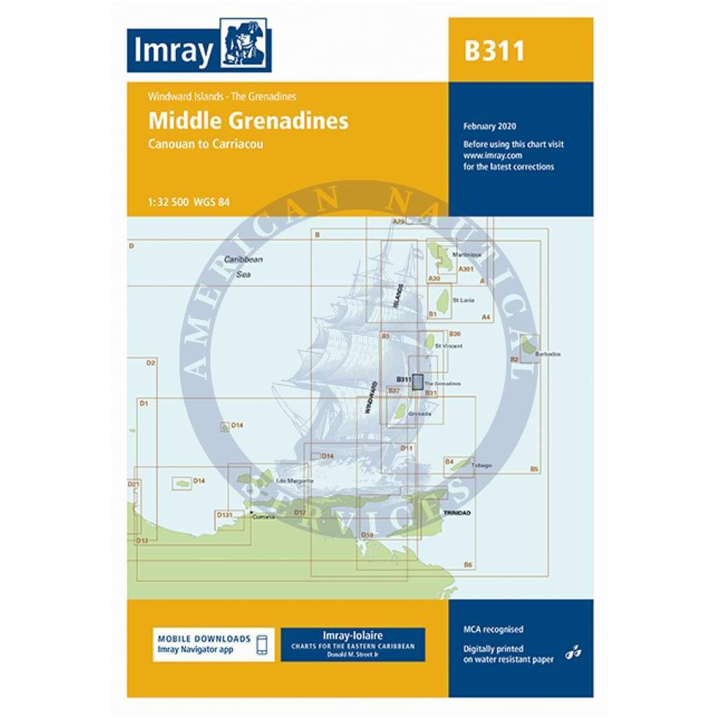 Imray Chart B311: Middle Grenadines (Bequia to Carriacou)
