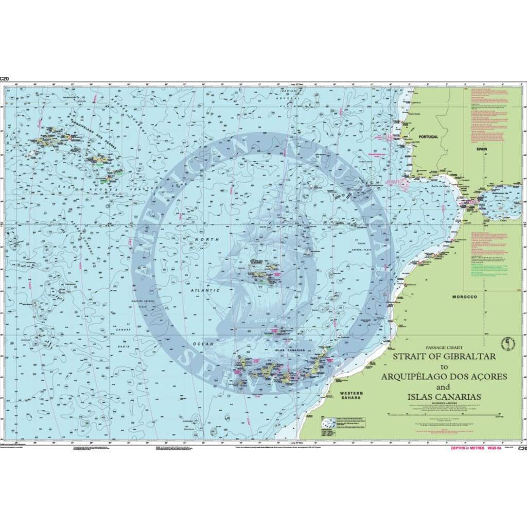 Imray Chart C20: Strait of Gibraltar to Arquipelago dos Açores and Islas Canaries