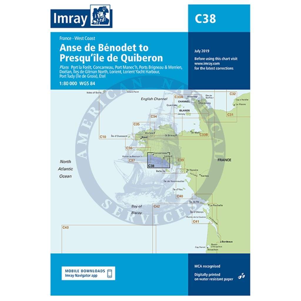 Imray Chart C38: Anse de Bénodet to Presqu'île de Quiberon