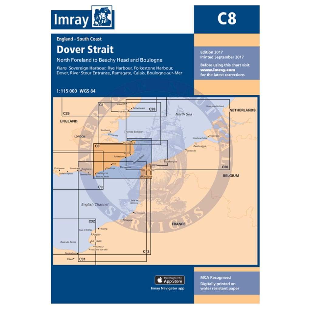 Imray Chart C8: Dover Strait - North Foreland to Beachy Head and Boulogne