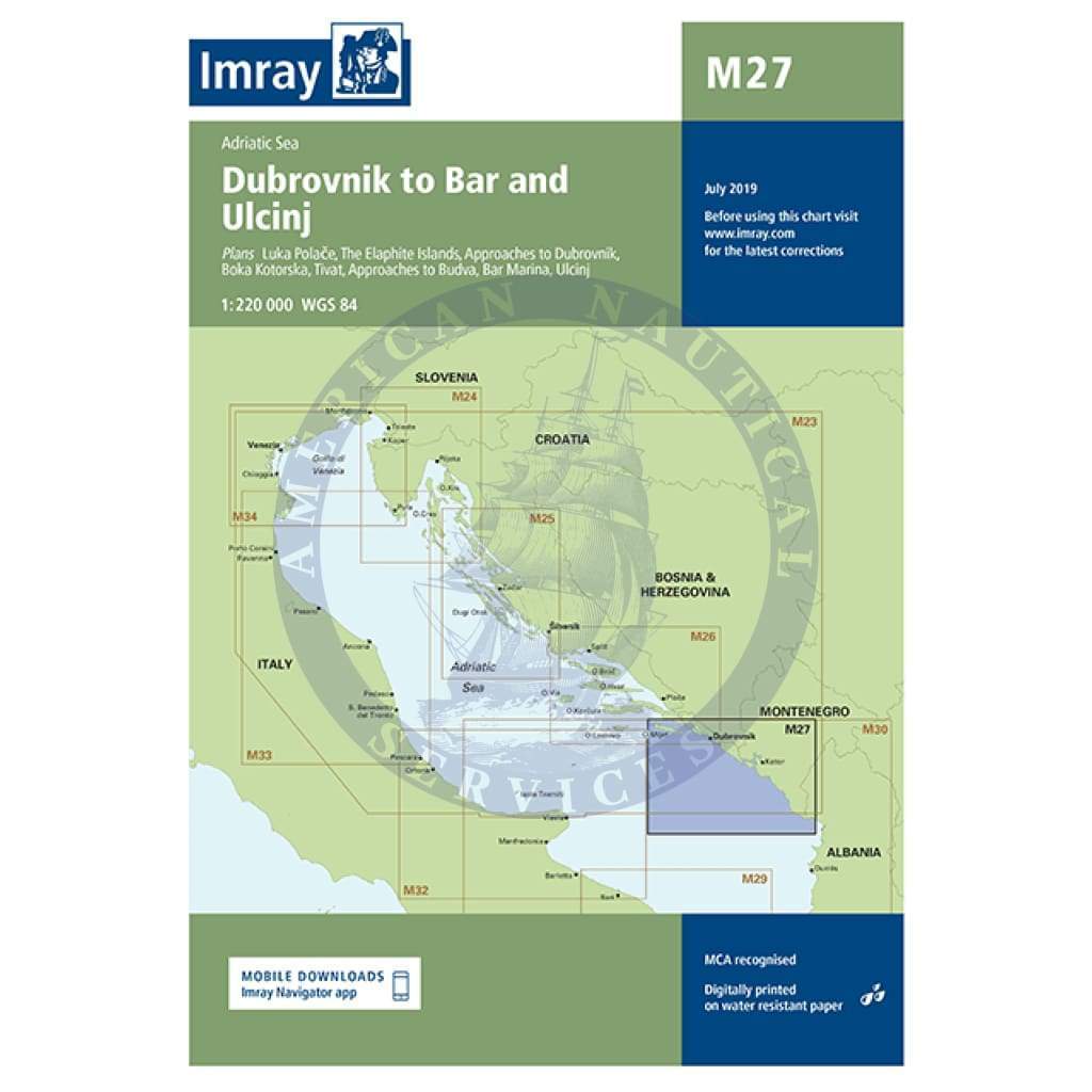 Imray Chart M27: Dubrovnik to Bar and Ulcinj