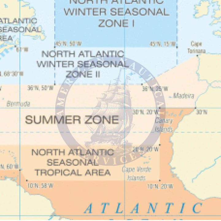 Load Line Zones and Seasonal Areas Map | Load Line Zones Map - Amnautical