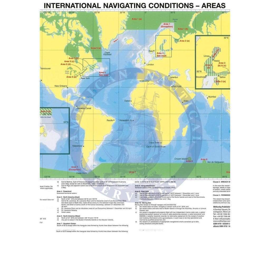 International Navigating Conditions Area Limits Map