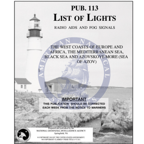 List of Lights Pub. 113 - West Coast of Europe, Africa, the Mediterranean & Black Sea, 2020 Edition