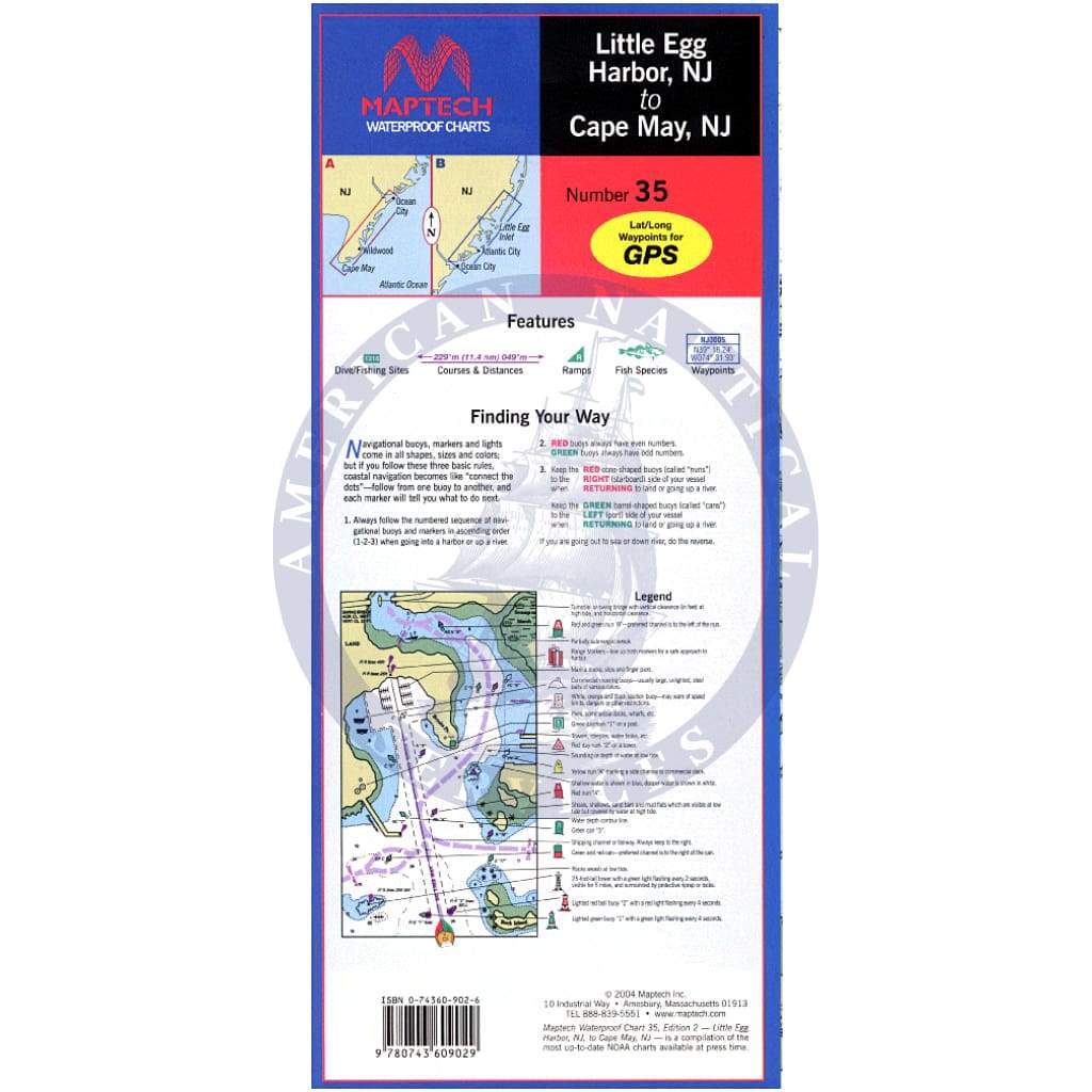 Little Egg Harbor, NJ to Cape May, NJ Waterproof Chart, 3rd Edition