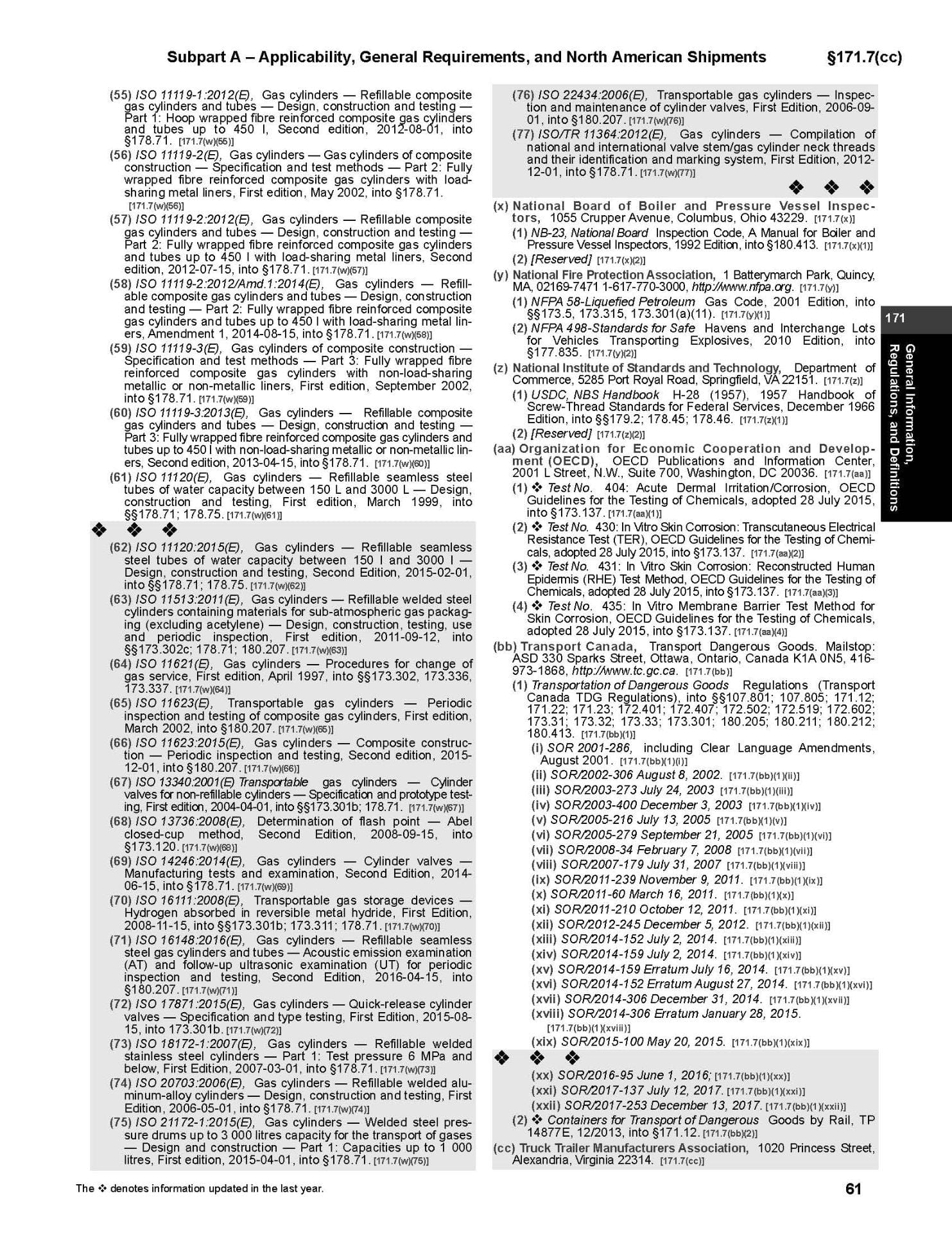 Mancomm 49 CFR: Transportation, Parts 100-185 (US Hazmat Regs) (Classic) Millennium c2, October 2022