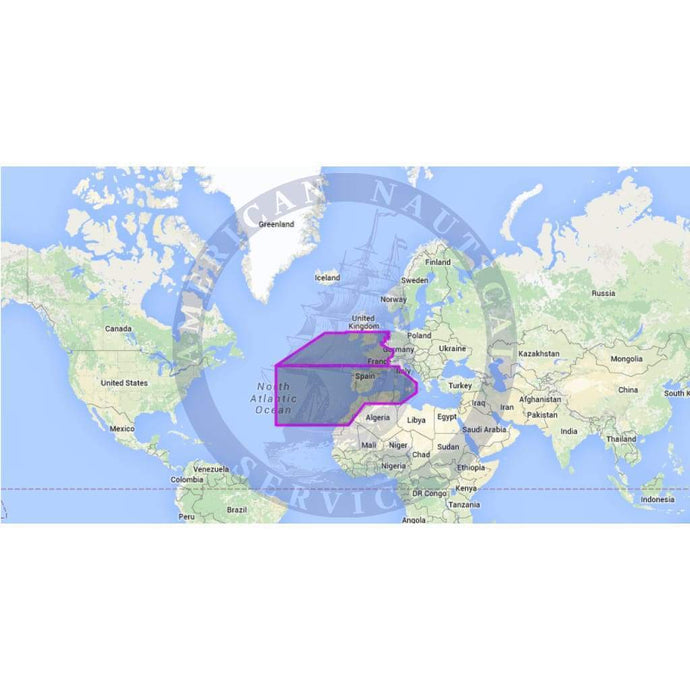 MapMedia C-MAP Mega Wide Vector Chart: MWVJEWM010MAP - West European Coasts and West Med.