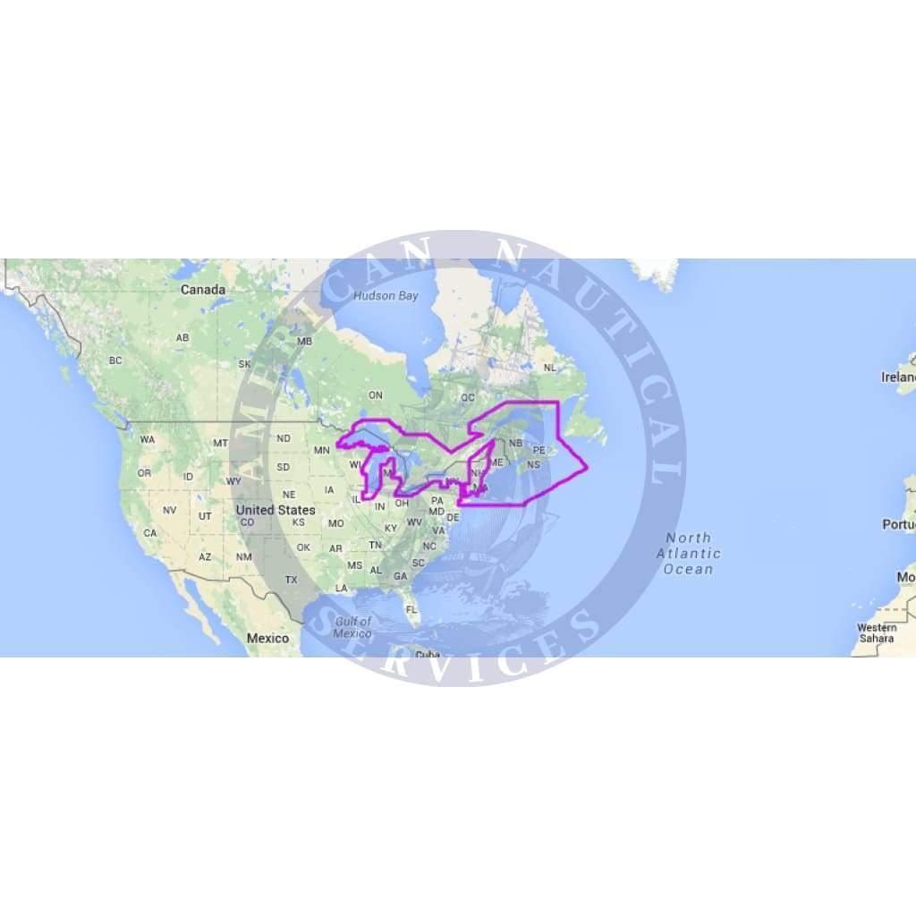 MapMedia C-Map Wide Vector Chart: WVJNAM026MAP - Great Lakes & The Canadian Maritimes