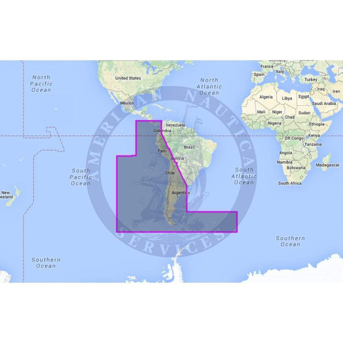MapMedia C-MAP Wide Vector Chart: WVJSAM500MAP - Costa Rica to Chile to Falklands
