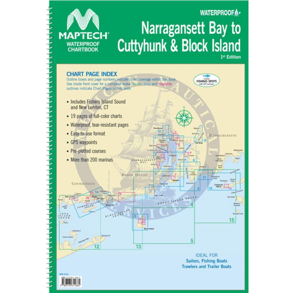 Maptech Waterproof Chartbook: Narragansett Bay to Cuttyhunk & Block Island, 1st Edition