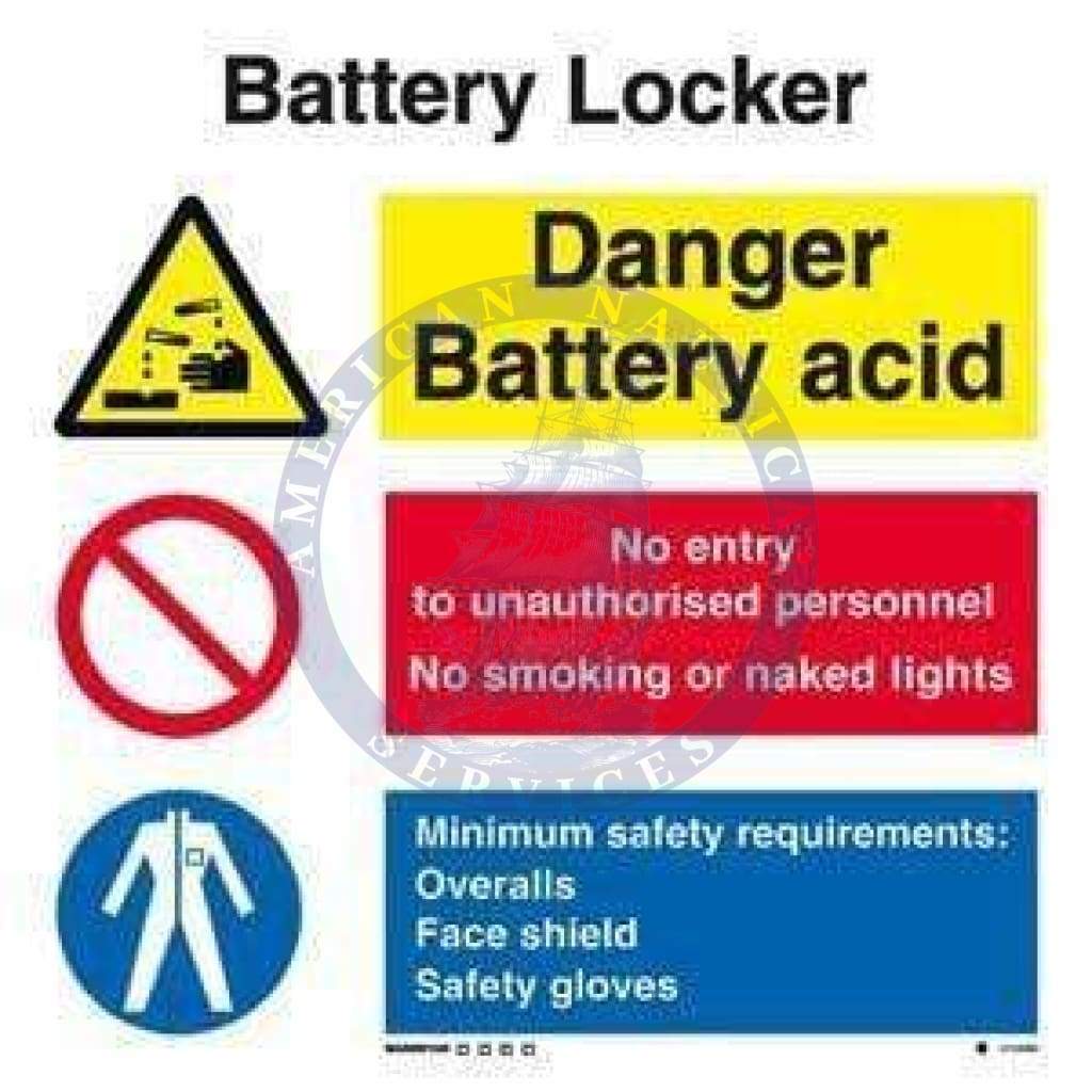 Marine Combination Sign: Battery Locker Combination Sign