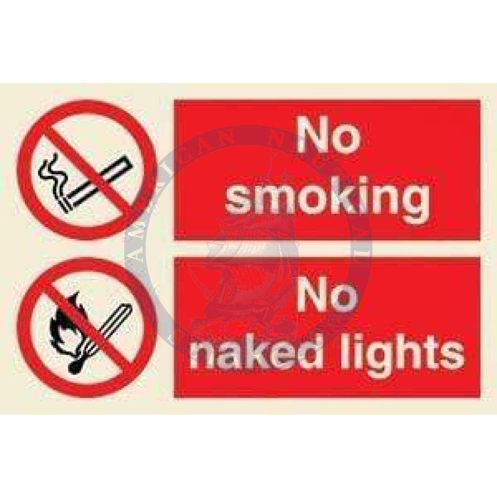 Marine Combination Sign: No Smoking, No Naked Lights