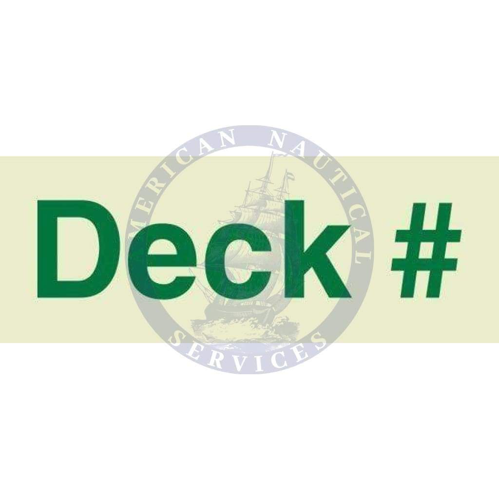Marine Departmental Sign: Deck with Number or Letter (Customer Specific) Photoluminescent Background