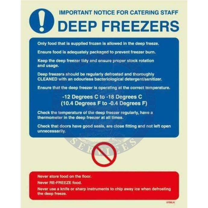 Marine Departmental Sign: Deep Freezer – Important Notice for Catering Staff