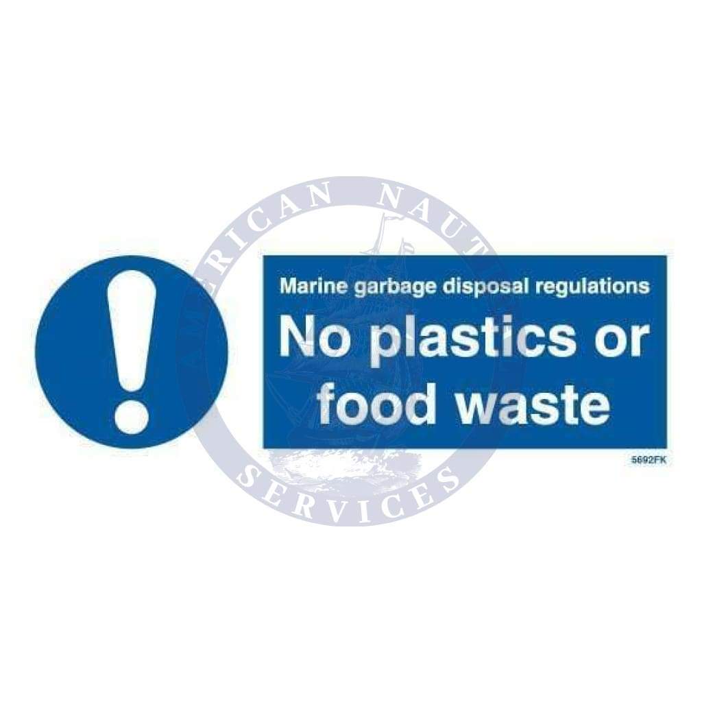 Marine Departmental Sign: Marine Garbage Disposal Regulations – No Plastics or Food Waste