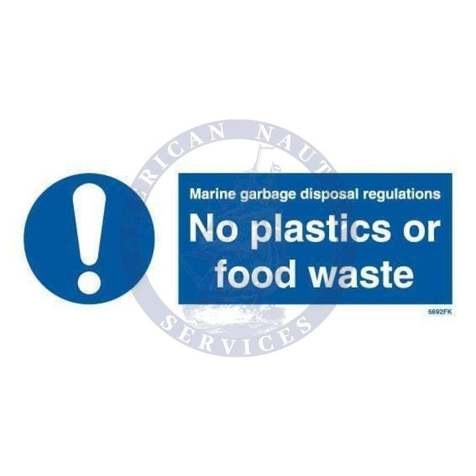 Marine Departmental Sign: Marine Garbage Disposal Regulations – No Plastics or Food Waste