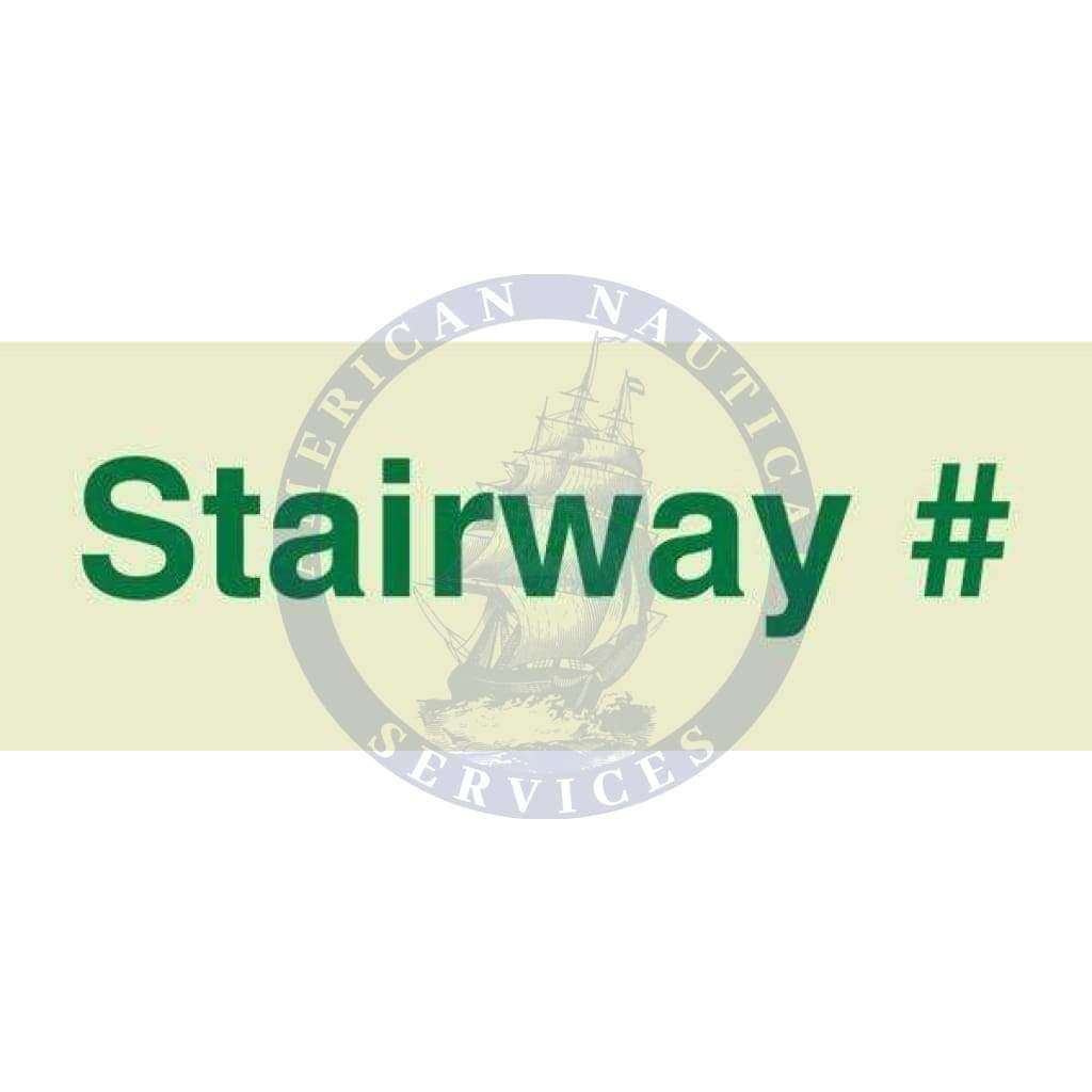 Marine Departmental Sign: Stairway With Number or Letter (Customer Specific) Photoluminescent Background