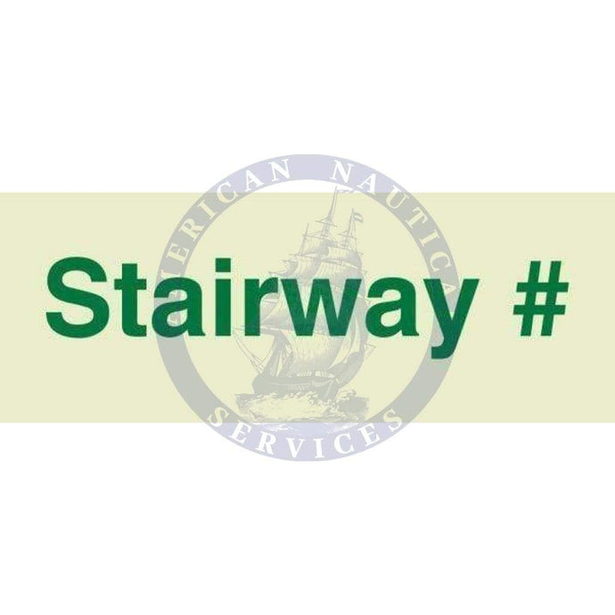 Marine Departmental Sign: Stairway With Number or Letter (Customer Specific) Photoluminescent Background