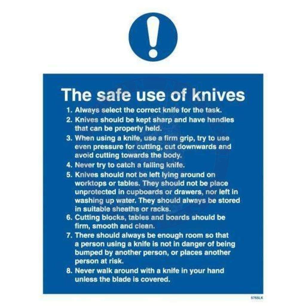 Marine Departmental Sign: The Safe Use of Knives